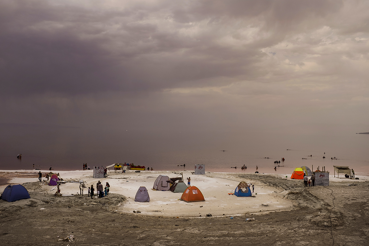 Camp on the remaining of Urmia Lake